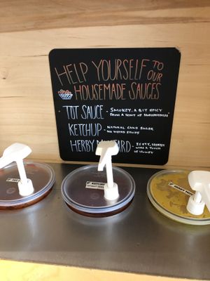 Sauce station. at The Grilled Cheeserie in Nashville