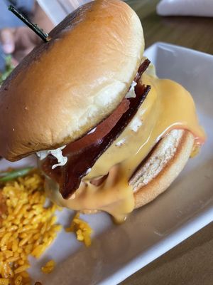 Chickn sammy with Bacn and pink ranch   at Jacked Up Vegan in Winter Park