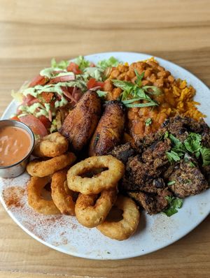 Rice platter with vegano at Jacked Up Vegan in Winter Park