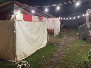 Outdoor seating tent at Vegelicious in Nashville