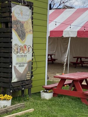 Outdoor seating for larger groups  at Vegelicious in Nashville