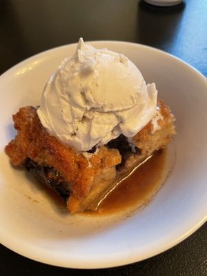 Blueberry bread pudding with vegan ice cream  at Vegelicious in Nashville