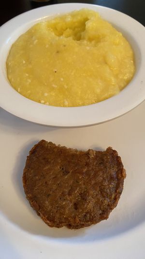 Grits and sausage   at Vegelicious in Nashville