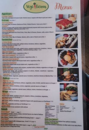 The menu at Vegelicious in Nashville
