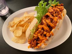BBQ Chik Po Boy and chips  at Vegelicious in Nashville