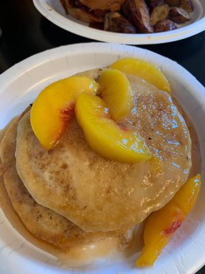 Vegan Peach Pancake  at Vegelicious in Nashville