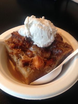 Bread pudding with coconut ice cream  at Vegelicious in Nashville