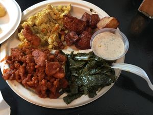 Hot chicken, yum! at Vegelicious in Nashville