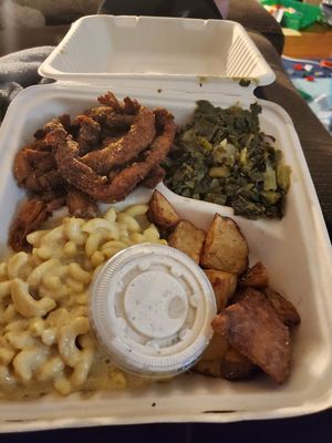 Vegan fried chicken plate... at Vegelicious in Nashville