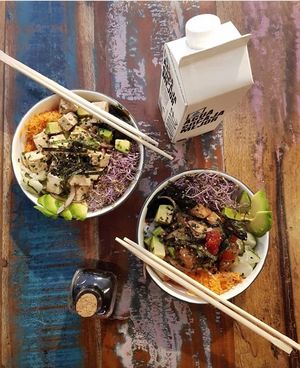 Vegan poke bowls  at Alabama Cafe in San Sebastian
