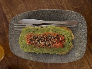 Avocado toast   at Alabama Cafe in San Sebastian