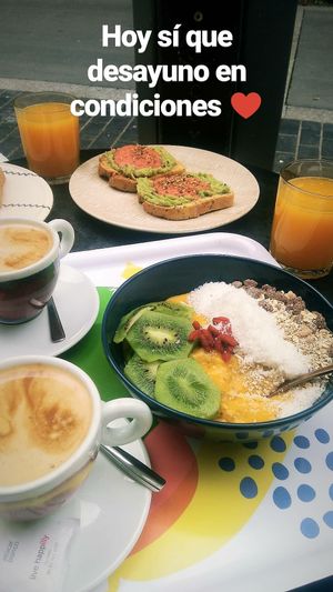 Mango bowl and avocado toast. at Alabama Cafe in San Sebastian
