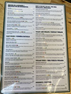 Anazing menu to choose from at Amarre 69 in Barcelona