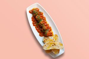 Mamma Mia balls.

Bolitas de heura con salsa de tomate Amarre69 at Amarre 69 in Barcelona