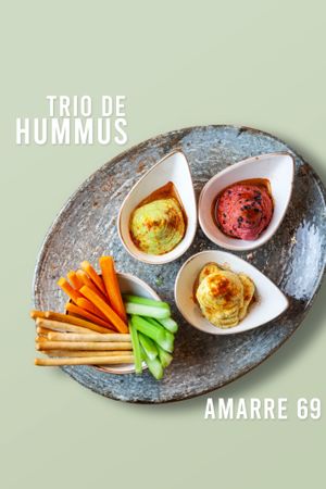 Trio de Hummus at Amarre 69 in Barcelona