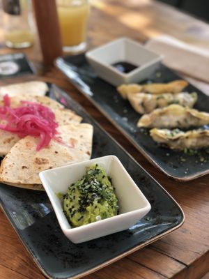Quesadillas and Gyozas at Amarre 69 in Barcelona