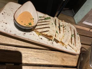 beef quesadilla  at Amarre 69 in Barcelona