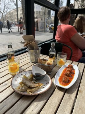 meatballs and gyoza  at Amarre 69 in Barcelona