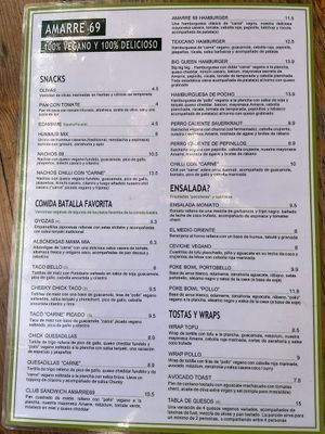 Menu  at Amarre 69 in Barcelona