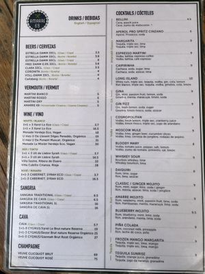 Menu  at Amarre 69 in Barcelona