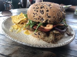 Chicken burger  at Amarre 69 in Barcelona