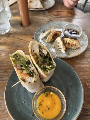 Tofu Wrap + Dumplings   at Amarre 69 in Barcelona