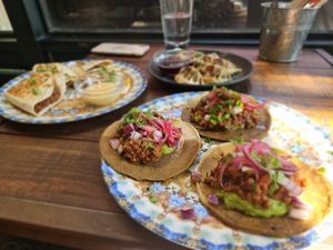 Dumplings, tortillas and burritos - everything is delicious and well served in high quality at Amarre 69 in Barcelona