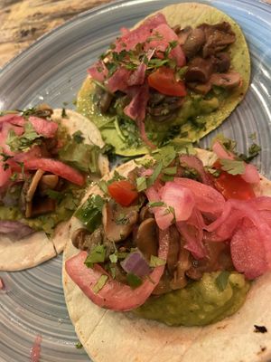 Mushroom tacos  at Amarre 69 in Barcelona