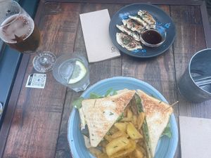 Gyoza & Club Sandwich   at Amarre 69 in Barcelona