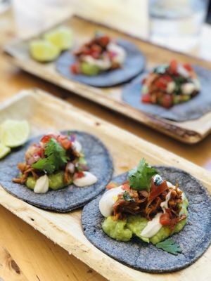 Pulled jackfruit tacos  at Amarre 69 in Barcelona