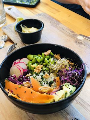 Poke bowl  at Amarre 69 in Barcelona