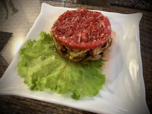 Egg plant and tomato dish  at Old Bukhara Restaurant in Bukhara