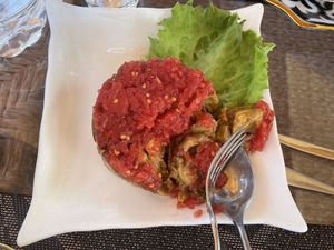 Eggplant and tomato was delicious   at Old Bukhara Restaurant in Bukhara