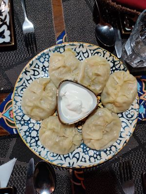 This is what two plates of Manti Look Like... at Old Bukhara Restaurant in Bukhara