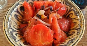 Salad (was supposed to be with cucumber and peppers) at Old Bukhara Restaurant in Bukhara