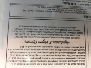 Menu Excerpt at Burgers and Fish in Padstow