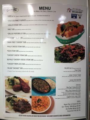 Their menu   at ZeeZee's in Roanoke