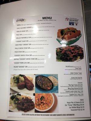 Menu at ZeeZee's in Roanoke