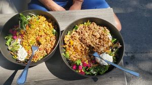Assiette tériyaki et tandoori at Juste Falafel in Montreal