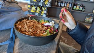 Shish kabob plate. Huge serving! at Juste Falafel in Montreal