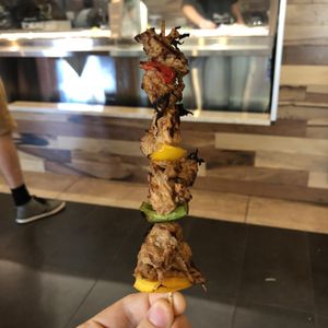 Brochette de "bœuf" at Juste Falafel in Montreal
