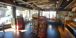 View of store and entrance at Juste Falafel in Montreal