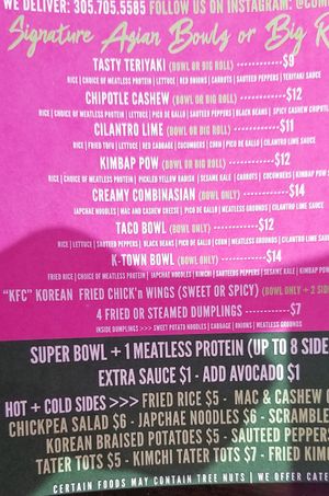 Menu at CombinAsian in Miami