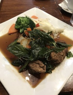 Spicy Roasted Tofu Basil- excellent dish!  at Monsoon Siam in Madison