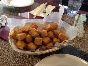 deep-fried tofu with a salty spicy seasoning at Buddha's Veggie in Calgary