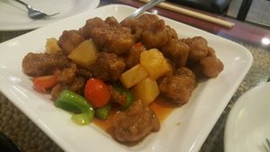 vegan sweet and sour "pork" at Buddha's Veggie in Calgary
