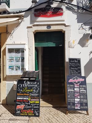 Up the stairs at Rockefellas in Lagos