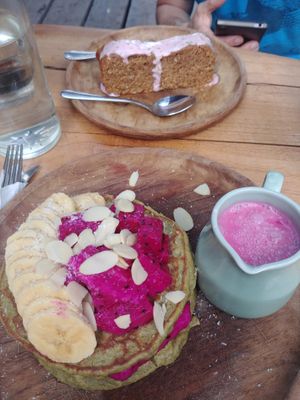 Moringa pancakes and coconut-lime loa at Musa Cookery in 