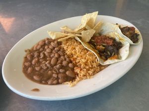 Roasted Cauliflower & Mushroom Taco Plate at Sharky's Woodfired Mexican Grill  in Studio City