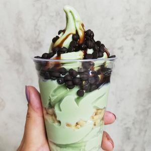 Our experiments!
Pistacho, peanuts, chocolate sauce and chocolate chips at NiceCream in Santiago